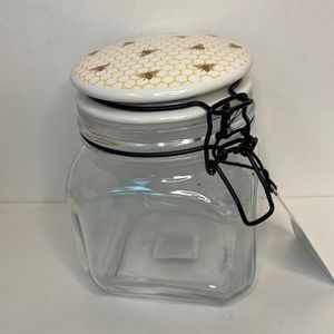 Bail and trigger canister botanical bee print lid NWT